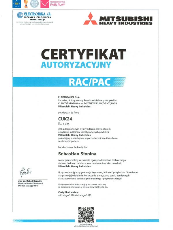 Certyfikat MHI RAC_PAC Sebastian Słonina do 02.2022